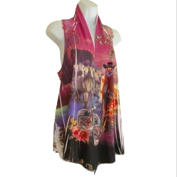 Vintage Western Cowgirl Horse Crochet Vest Medium - Picture 5 of 8